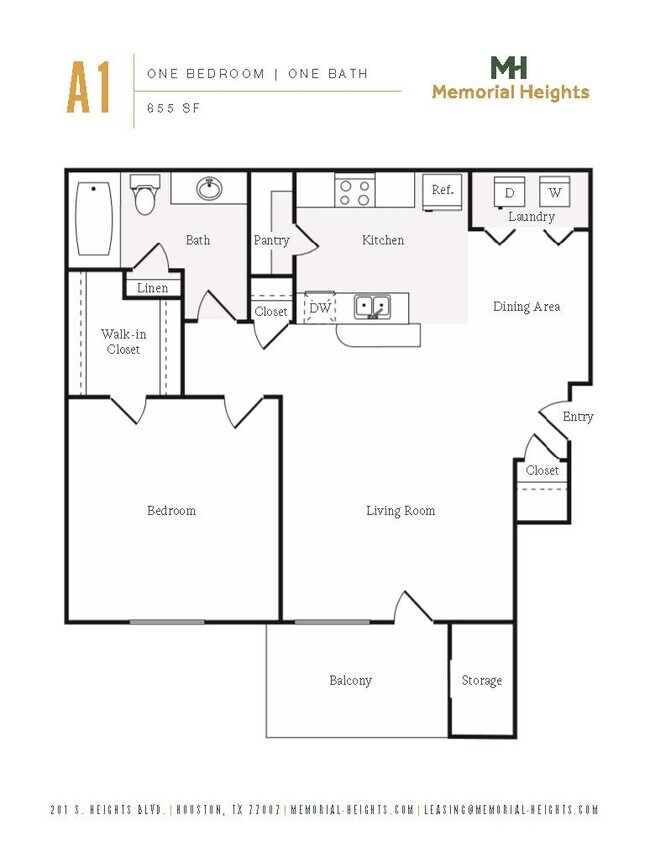 One bedroom A1 2835 floor plan